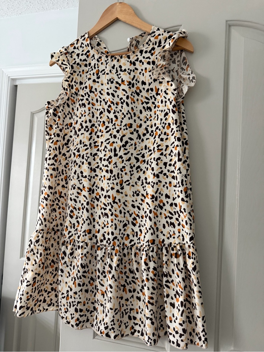 Cream Leopard Print Ruffle Dress - Picture 3 of 3